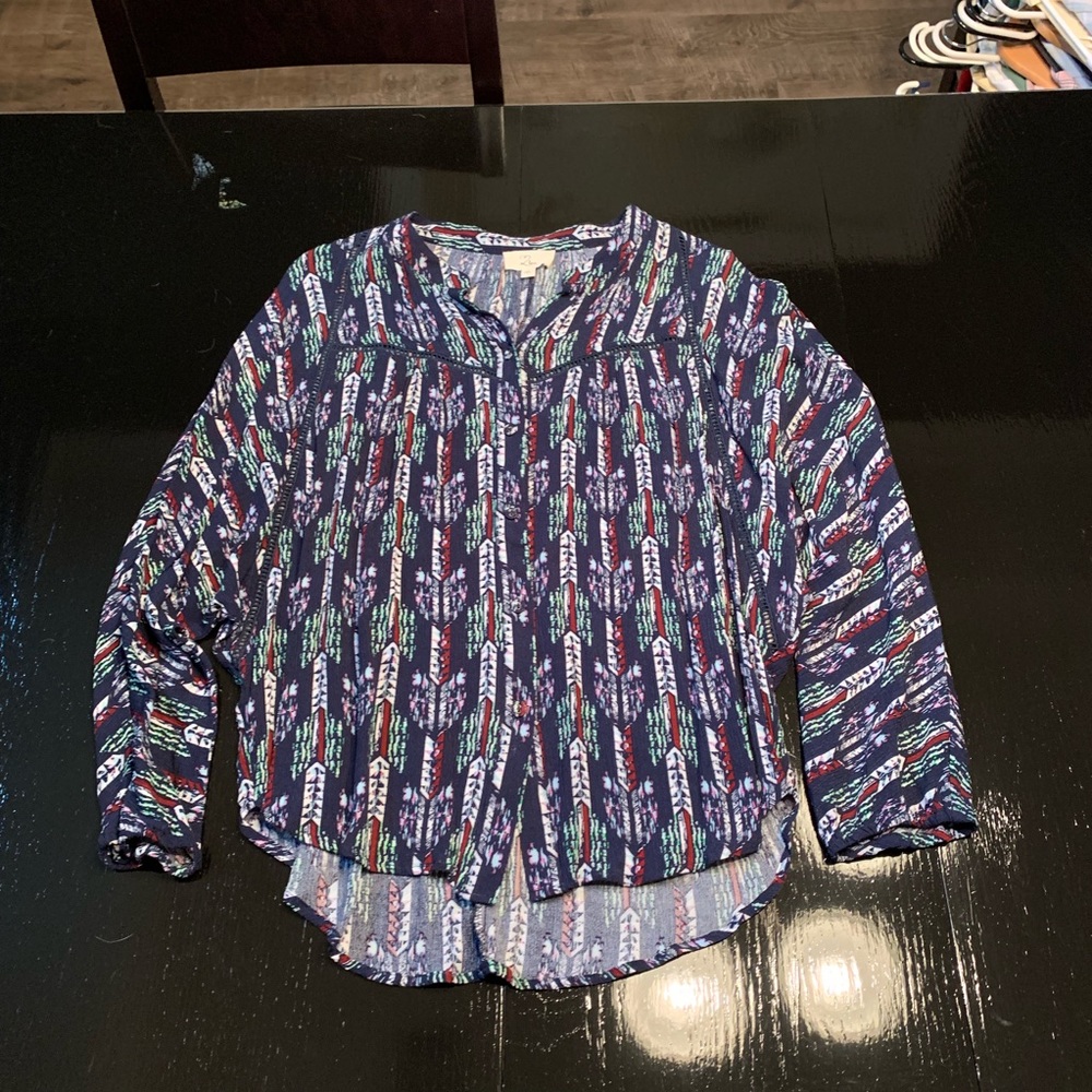 EUC Blue Printed Long Sleeved Top